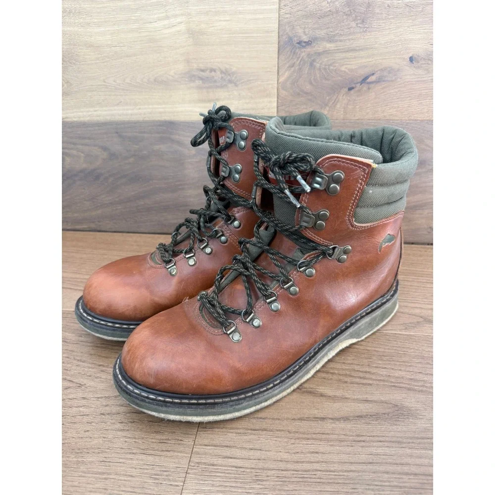 Simms Freestone Wading Boots Mens 13 Brown Leather Felt Sole Fly Fishing Boots